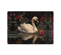 HHGFASD The Swan and the Rose - Tapis doux, moelleux, absorbant l'eau, durable, pour salon, bureau, table basse, lit, balcon, 203,2 x 147,3 cm