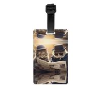 HHGFASD The Two Cool Cats. Étiquette de bagage à motif d'identification de bagage, convient pour les hommes et les femmes, imprimé avec des étiquettes multifonctionnelles et mignonnes