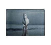 HHGFASD The white horse that treads water - Tapis doux, moelleux, absorbant l'eau, durable, pour salon, bureau, table basse, lit, balcon, 203,2 x 147,3 cm