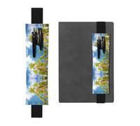 HHGFASD Trousse 2 en 1 en cuir PVC avec motif feuilles de ginkgo noir sous le ciel bleu - Rangement antidérapant essentiel pour les comptes de voyage, Noir , One Size, Sac à dos d'école