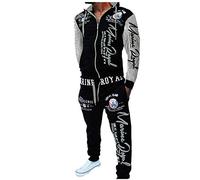 HHGKED Survêtement décontracté à capuche avec fermeture éclair intégrale et taille élastique pour homme, gris, 3X-Large