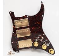 HHH Pickguard pré-câblé pour Fender Strat avec 3 micros Humbucker, harnais multi-commutateurs et interrupteur muet, écaille de tortue pour guitare électrique de style ST
