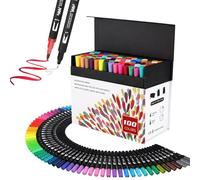 hhhouu 100 Couleurs Marqueurs Pinceaux Double Pointe, Stylos Feutres pour Illustration, Lettrage, Calligraphie, Journaling, Scrapbooking et Créations Artistiques HO-100B