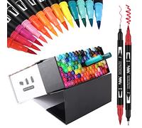 hhhouu 100 Couleurs Stylos Feutre Coloriage Adulte Feutres Pinceaux Aquarelle Double Pointe pour Calligraphie, Bullet Journal, Dessin hho-100B