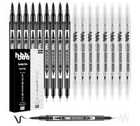 hhhouu Artistro Set of Double Point Paint Markers-Stylos de Calligraphie Noir à Base d’Eau pour Hand Lettering, Bullet journal, écriture, Acrylique Blanc pour Les Effects de Lumière HO-D17