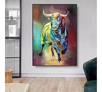 HHHU Puzzle 1000 Pièces Jeu Jouets pour Enfants, Cadeau Personnalisé Adultes Assembler des Jeux De Jouets Jigsaw Gift Puzzle Taureau Coloré (75 × 50Cm)