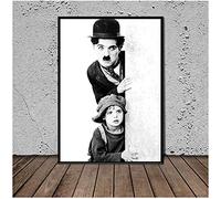 HHLSS Impression sur Toile 70x90 cm sans Cadre Charlie Chaplin l'enfant Toile Peinture Affiche Imprime Mur Art Photos Salon décor à la Maison