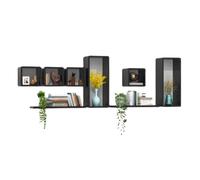 Hhmmei2024-23 Bibliothèque Bibliothèque Murale combinée Noire, étagère de Rangement décorative en Bois, for présentoirs Salon et Bureau Organisateur de Stockage