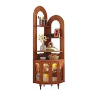 Hhmmei2024-23 Bibliothèque Étagère d'angle française, bibliothèque Triangulaire Vintage en Bois Massif Forme d'éventail, Armoire de Rangement Salon Organisateur de Stockage(Bruin)