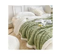 Hhmmei2024-23 Ensemble de draps Couverture Polaire Sherpa Douce avec 2 taies d'oreiller, Ensemble de couvertures en Flanelle épaisse, Confortable et Chaude(Green,100x150cm 3pcs)