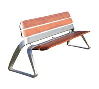 Hhmmei2024-23 Jardin Banc de Jardin Double, Chaise d'extérieur avec Dossier en Acier Inoxydable, siège en Bois for terrasse de Parc Our Parc et Patio(Moyen)
