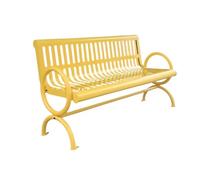 Hhmmei2024-23 Jardin Banc d'extérieur en métal avec Dossier Confortable, Banc de Jardin for Plusieurs Personnes, for Parc, Patio, Cour, Jaune Our Parc et Patio(Grand)