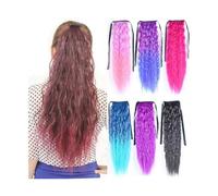 Hhmmei2024-23 Queue de Cheval Extension Extension de Queue de Cheval Marron Bleu Rose Violet synthétique Longs crépus bouclés Ruban de Cheveux Couleur Naturelle queues de Cheval Queue de Cheval(51P)