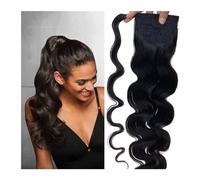 Hhmmei2024-23 Queue de Cheval Extension Postiche avec Cordon de Serrage for Femmes, postiche ondulée, Queue de Cheval, avec Clips, Extensions de Cheveux brésiliens Remy Queue de Cheval(Noir,26inches)