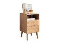 Hhmmei2024-23 Rangement Table de Chevet avec Deux tiroirs + Un Compartiment de Rangement, Meuble de Rangement en Bois Massif for Salon, Chambre, Bureau, Livres, Lampes, etc. pour Chambre(Natural)