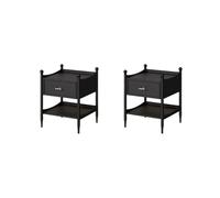Hhmmei2024-23 Rangement Table de Chevet en Bois Massif avec Deux tiroirs de Couleur Noire for Salon, Chambre, Bureau, armoires de Rangement for Livres, Lampes, etc. pour Chambre