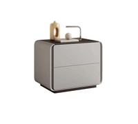 Hhmmei2024-23 Rangement Table de Chevet Grise avec Deux tiroirs, Meuble de Rangement en Bois Massif for Salon, Chambre, Salle d'étude pour Chambre(Grand)