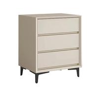 Hhmmei2024-23 Rangement Table de Chevet Vintage Minimaliste en Bois, Couleur Unie, Rangement à Trois tiroirs, Meubles de Chevet de Grande capacité pour Chambre(Beige)
