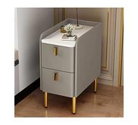 Hhmmei2024-23 Rangement Tables de Chevet Modernes et étroites, Style Cuir Artificiel, Table d'appoint avec 2 tiroirs de Rangement for Chambre à Coucher, Salon (Gris) pour Chambre(L25xD40xH50cm)