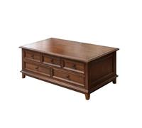 Hhmmei2024-23 Table Basse Table Basse Traditionnelle en Bois avec 5 tiroirs, décor de Rangement Rustique for Salon Table d'appoint de canapé(Petit)