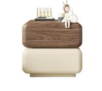 Hhmmei2024-23 Table de Chevet Table de Chevet en Bois Marron et Blanc, Rangement for Chambre à Coucher, Buffet Double tiroir, pivotant 360° Tables d'appoint(Petit)