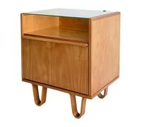 Hhmmei2024-23 Table de Chevet Table de Chevet en Forme U avec étagère Ouverte et Porte Rabattable for Le Rangement la Chambre Tables d'appoint