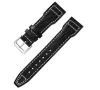HHMRTYDG 20mm 21mm 22mm Genuine Leather Watch Strap Bamboo Grain Rivets Watchband for IWC Mark PILOT PORTUGIESER Watch Band Accessories(Black white line 2,22mm)