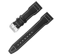 HHMRTYDG 20mm 21mm 22mm Genuine Leather Watch Strap Bamboo Grain Rivets Watchband for IWC Mark PILOT PORTUGIESER Watch Band Accessories(Black white line 1,20mm)
