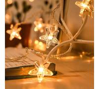 HHMTAKA Guirlande lumineuse d'intérieur à piles avec 40 LED blanc chaud de 6 m - Guirlande lumineuse scintillante pour chambre à coucher, décoration de Noël (étoile à bulles)