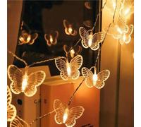 HHMTAKA Guirlande lumineuse papillon féerique 3M - 20 pièces LED USB - Guirlande lumineuse pour décoration d'éclairage de Noël, mariage, anniversaire, Saint-Valentin, fête, chambre à coucher (Blanc