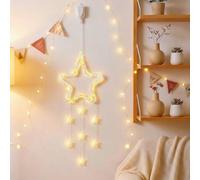 HHMTAKA Lampe LED en forme d'étoile de Noël, 8 modes, minuteur scintillant, lumières à suspendre rechargeables pour décoration de fête, vitrine, Noël, extérieur et intérieur (lumière chaude)