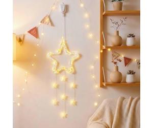 HHMTAKA Lampe LED en forme d'étoile de Noël, 8 modes, minuteur scintillant, lumières à suspendre rechargeables pour décoration de fête, vitrine, Noël, extérieur et intérieur (lumière chaude)
