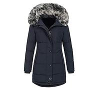 HHMY Manteau d'hiver pour femme - Veste matelassée avec fourrure synthétique matelassée matelassée avec capuche matelassée en fourrure synthétique - Parka matelassée avec doublure chaude - parka
