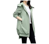 HHMY Veste de pluie doublée pour femme - Veste de transition imperméable et respirante - Avec capuche - Veste d'extérieur unie - Coupe-vent - Veste fonctionnelle Softshell - Parka de pluie, Vert