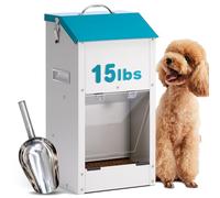 HHNIULI Mangeoire automatique à gravité galvanisée pour chien avec une pelle d'alimentation en acier inoxydable, 6,8 kg, mangeoire intérieure et extérieure pour chiens de petite et moyenne taille (6,8