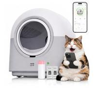HHOLOVE Litière autonettoyante automatique avec capteurs de sécurité, contrôle des odeurs, moniteur de santé et de poids en temps réel, ultra silencieux, grande capacité de 60 l pour plusieurs chats