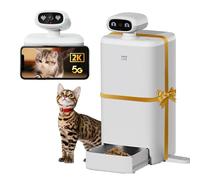 HHOLOVE Mangeoire automatique pour chat avec caméra, vidéo HD 2K, vision nocturne, alimentation 5G avec audio bidirectionnel, distributeur de nourriture pour chat avec alerte de faible nourriture et