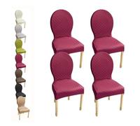 HHONGWYT Housse de Chaise Dossier Rond Housse de Chaise en Pieds Bois Salle à Manger Ovale Lot de 4/6/2 Petit/Grand Housse Protection Chaise, Couverture Couvre Chaise Salle à Manger,D 4pcs,1Large