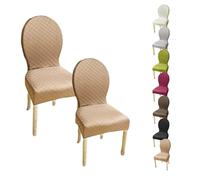 HHONGWYT Housse de Chaise Dossier Rond Lot de 4/6/2 Housse de Chaise en Pieds Bois Salle à Manger Ovale Petit/Grand Housse Protection Chaise, Couverture Couvre Chaise Salle à Manger,H 2pcs,1Large