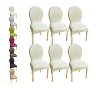 HHONGWYT Housse de Chaise Dossier Rond Lot de 4/6/2 Housse de Chaise en Pieds Bois Salle à Manger Ovale Petit/Grand Housse Protection Chaise, Couverture Couvre Chaise Salle à Manger,A 6pcs,1Large