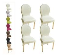 HHONGWYT Housse de Chaise Dossier Rond Lot de 4/6/2 Housse de Chaise en Pieds Bois Salle à Manger Ovale Petit/Grand Housse Protection Chaise, Couverture Couvre Chaise Salle à Manger,A 4pcs,1Small