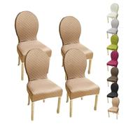 HHONGWYT Housse de Chaise Dossier Rond Lot de 4/6/2 Housse de Chaise en Pieds Bois Salle à Manger Ovale Petit/Grand Housse Protection Chaise, Couverture Couvre Chaise Salle à Manger,H 4pcs,1Small