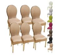 HHONGWYT Housse de Chaise Dossier Rond Lot de 4/6/2 Housse de Chaise en Pieds Bois Salle à Manger Ovale Petit/Grand Housse Protection Chaise, Couverture Couvre Chaise Salle à Manger,H 6pcs,1Small