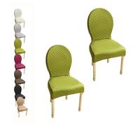 HHONGWYT Housse de Chaise Dossier Rond Lot de 4/6/2 Housse de Chaise en Pieds Bois Salle à Manger Ovale Petit/Grand Housse Protection Chaise, Couverture Couvre Chaise Salle à Manger,F 2pcs,1Small