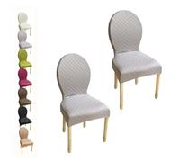 HHONGWYT Housse de Chaise Dossier Rond Lot de 4/6/2 Housse de Chaise en Pieds Bois Salle à Manger Ovale Petit/Grand Housse Protection Chaise, Couverture Couvre Chaise Salle à Manger,E 2pcs,1Small