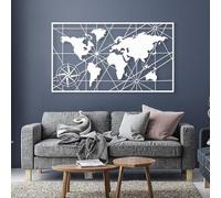 HHOZsafety Décoration Murale en métal représentant Une Carte du Monde, Boussole, géométriquDécoration Murale en métal représentant Une Carte du Monde, Boussole, géométrique, pour Salon