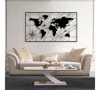 HHOZsafety Décoration Murale en métal représentant Une Carte du Monde, Boussole, géométriquDécoration Murale en métal représentant Une Carte du Monde, Boussole, géométrique, pour Salon