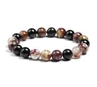 HHOZsafety Naturel Jade Tourmaline Bracelet Pierre Naturelle 6mm 8mm 10mm Perle Quartz Bracelet Femmes Hommes Bijoux Cadeau (Color : 10mm)