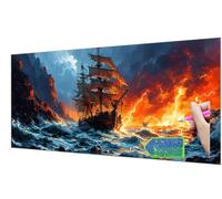 HHQGOUYG DIY Peinture Diamant Adulte, 5D Diamond Painting Enfant Voilier en mer Diamant Kits de Broderie au Point de Croix, Diamond Painting Accessoires, pour Murale Décoration 40x80 cm O-351