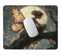 HHQGOUYG Elfe et Lune Tapis de Souris Petit Format 29 x 24 cm V-480 | Base Caoutchouc Antidérapante, Imperméable, Bords Cousus Anti-Effilochure,Adapté au Bureau, Gaming Occasionnel et Déplacement